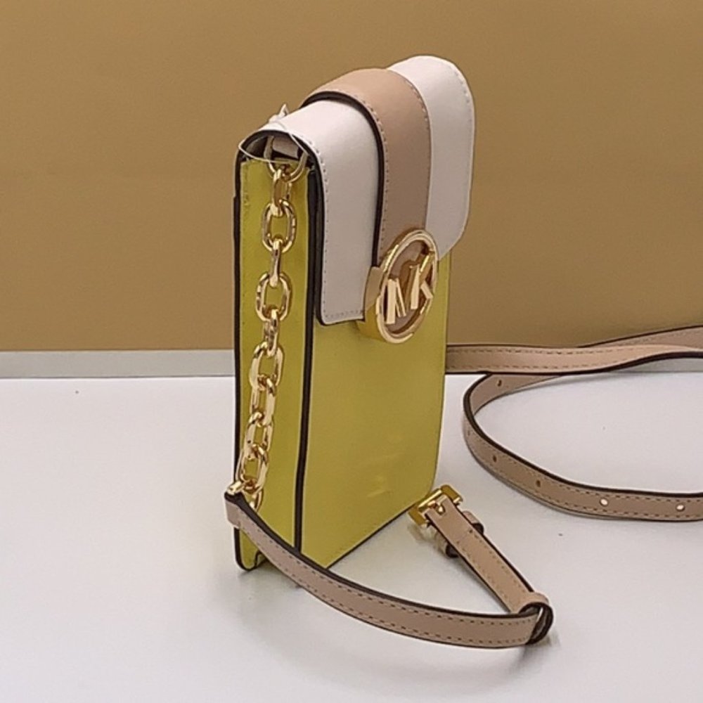 MICHAEL KORS Carmen Small Color-Block Faux Leather Phone Crossbody Bag - Picture 2 of 16